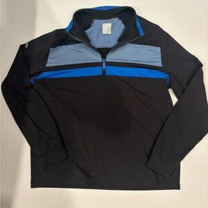 Callaway Golf Men Med Pullover Quarter Zip Swing Tech Black Blue Color Block